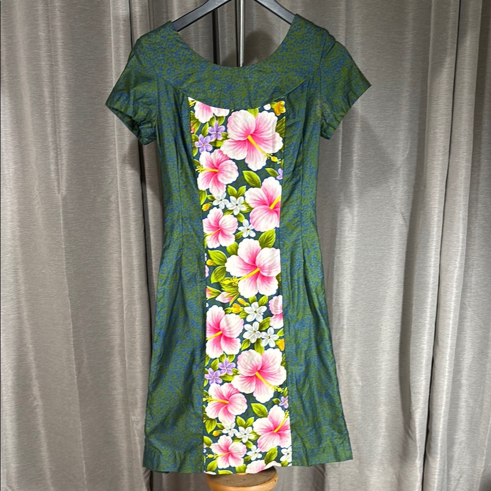 Vintage Ui-Maikai Green and Pink Bateau Sundress